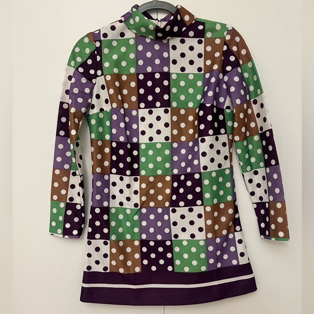 Vintage Polka Dot Patchwork Mini Dress
